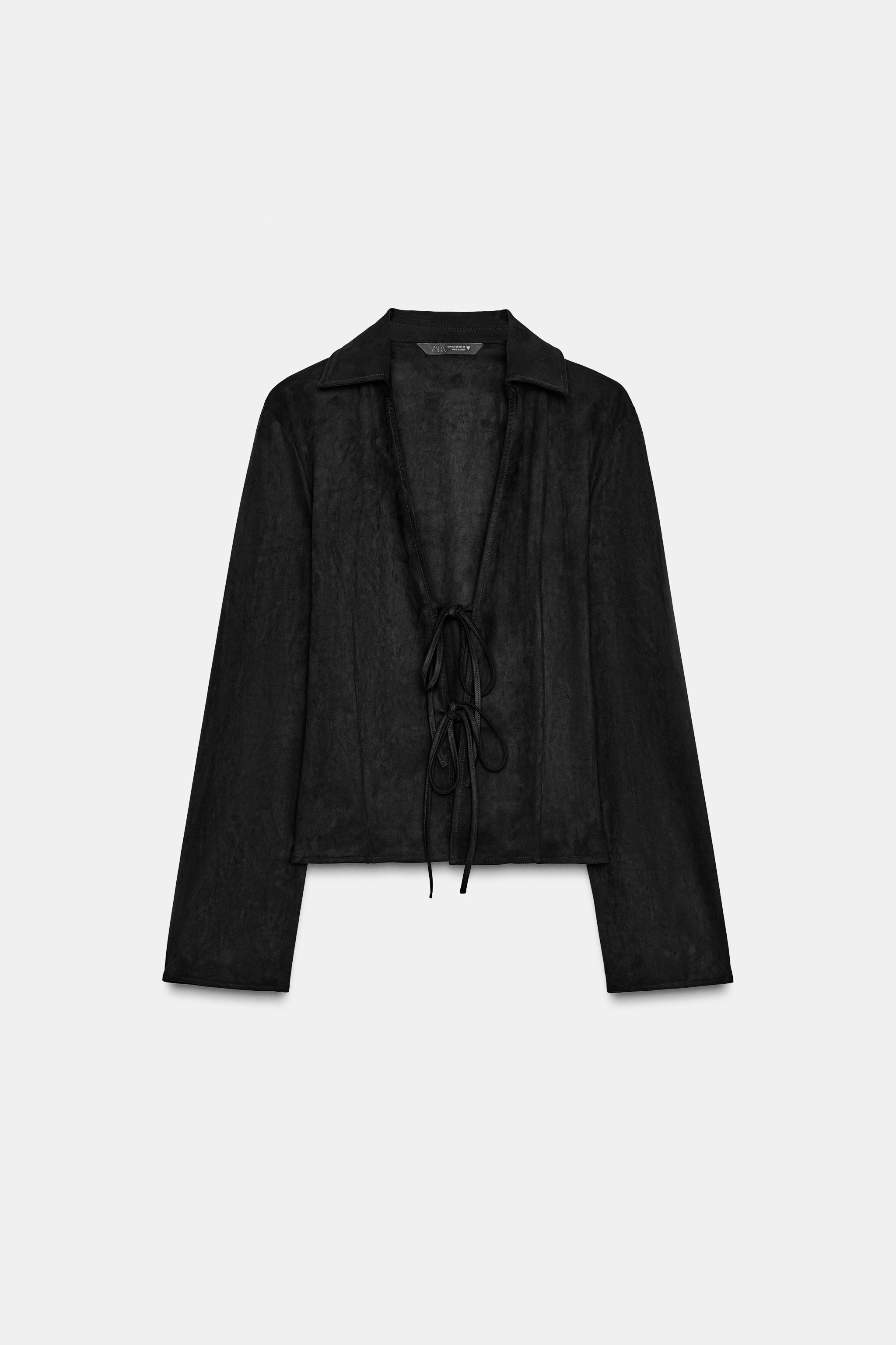 FAUX SUEDE SHIRT WITH TIES